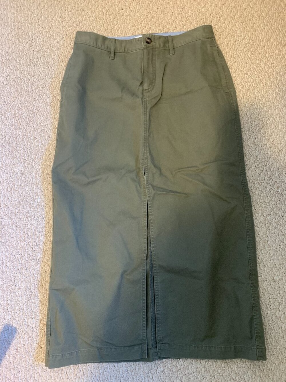 TNA Green Canvas Midi Skirt (Like Greenwich)